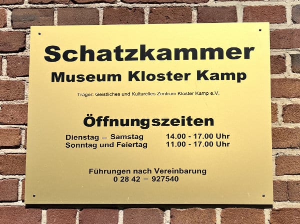 Schatzkammer Klostermuseum Öffnungszeiten Museum Kloster Kamp